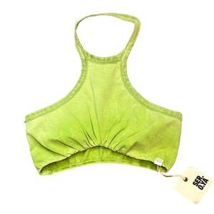 SER.O.YA Top Womens Small Nellie Halter Crop Tank Top in Green NWT